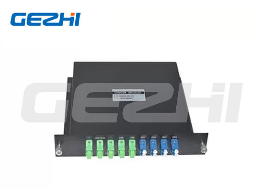 Optique DWDM Mux Demux à haute isolation 2X4CH à double fibre avec une large température de fonctionnement -40 ~ 85 °C Type LGX