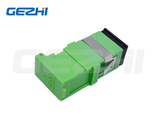 Adaptateur à fibre optique à volets latéraux SC avec pince métallique verte et sans bride pour la protection contre le laser